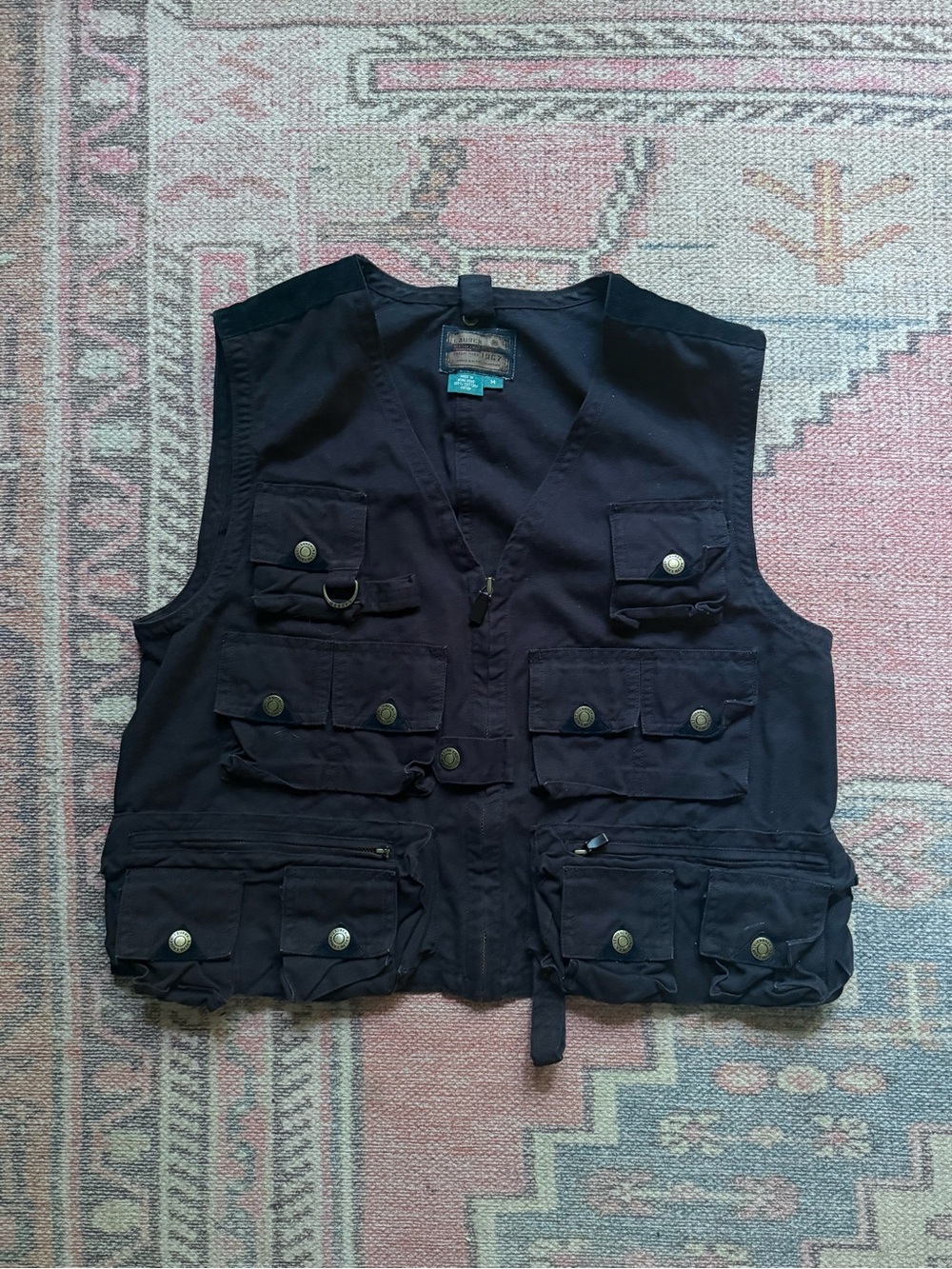 Ralph Lauren 1967 Utility Safari Vest | Black Cotton and Suede Cargo Vest